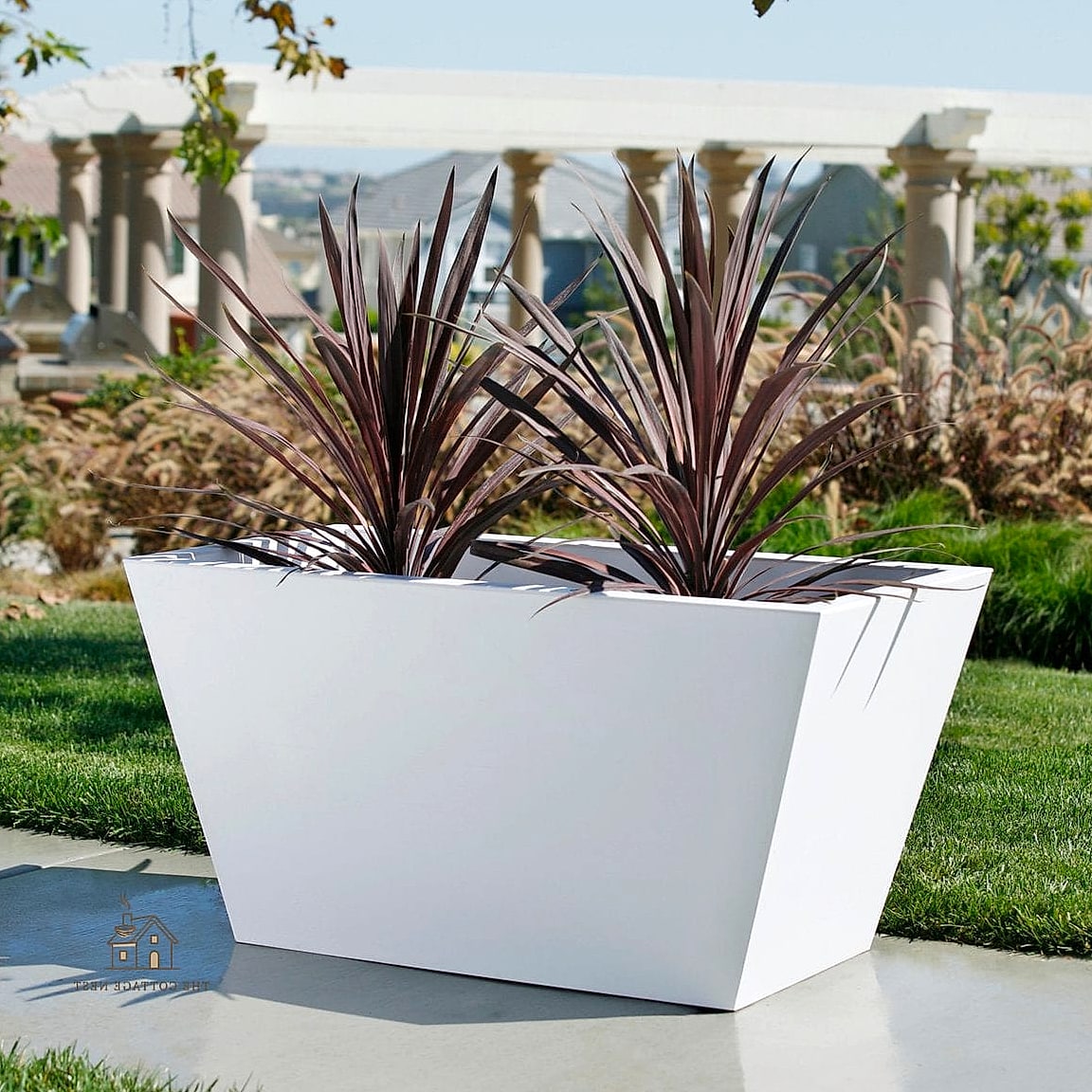 Tapered Fiberglass Planters in Charcoal