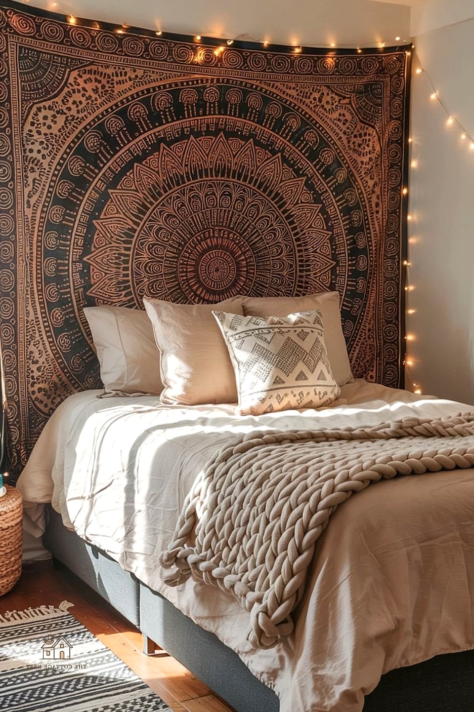 50 Amazing College Dorm Room Ideas on a Budget 7 Tapestry as a Headboard