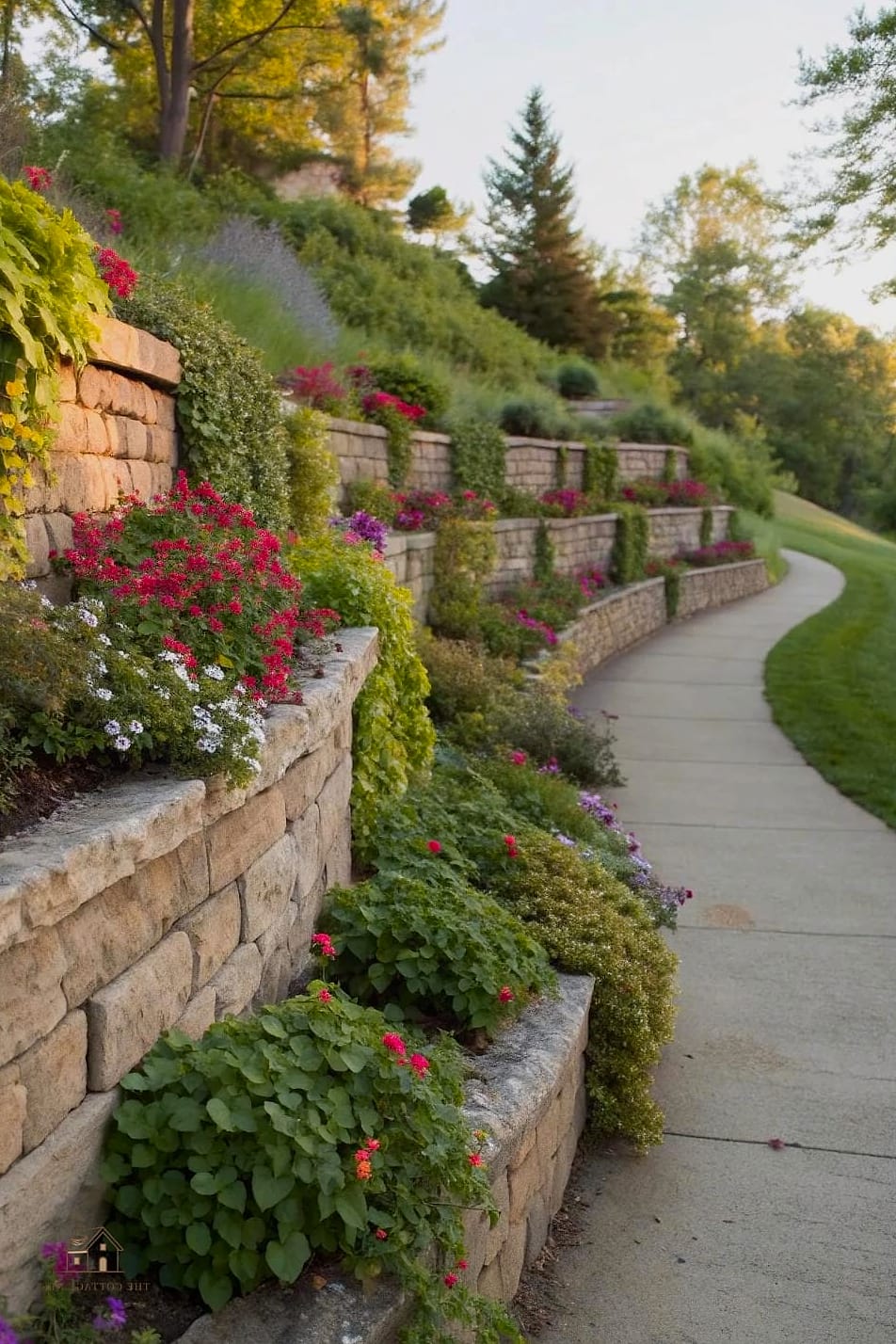 30 Beautiful Retaining Wall Ideas to Transform Your Space 7 Terraced Garden Walls