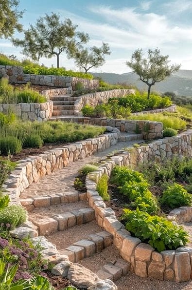 Terraced Hillside Rock Garden