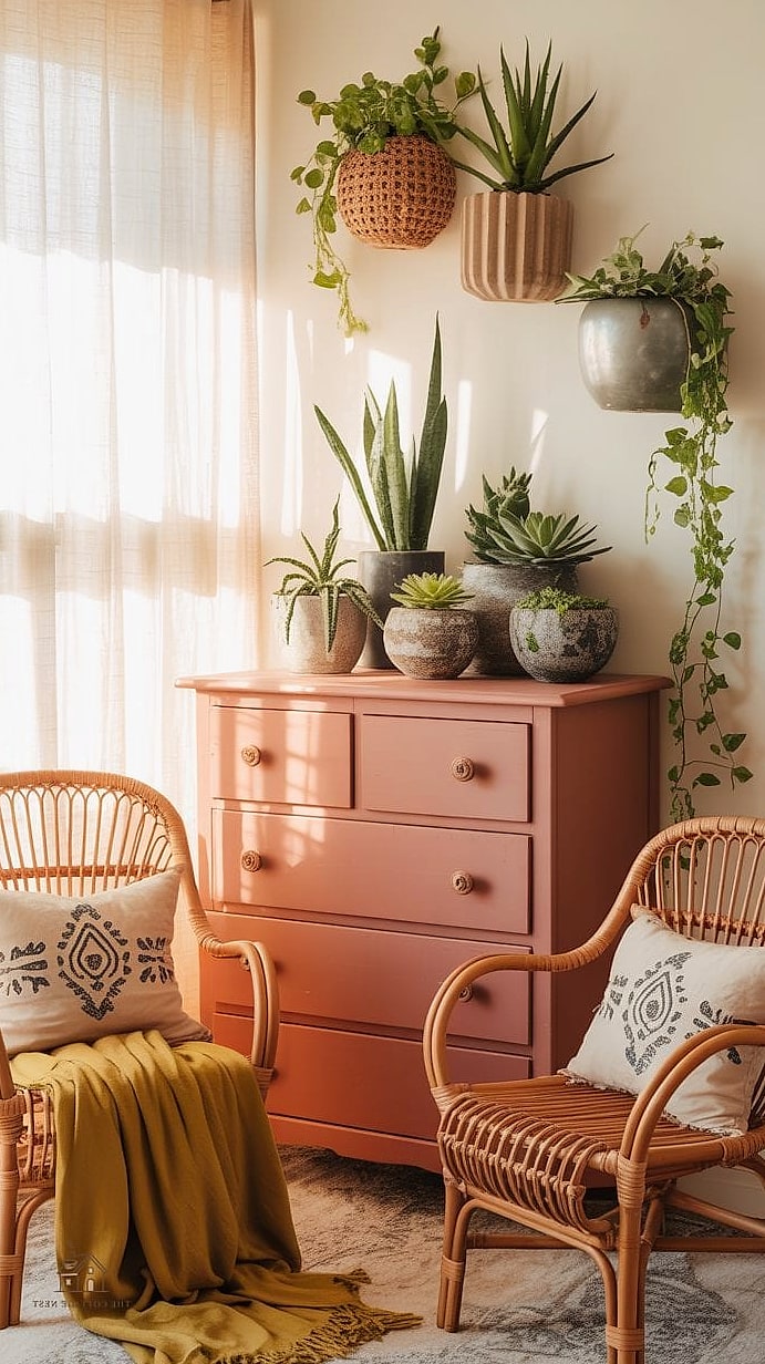 30 Beautiful Boho Dorm Room to Transform Your Space 12 Terracotta Planters on the Windowsill