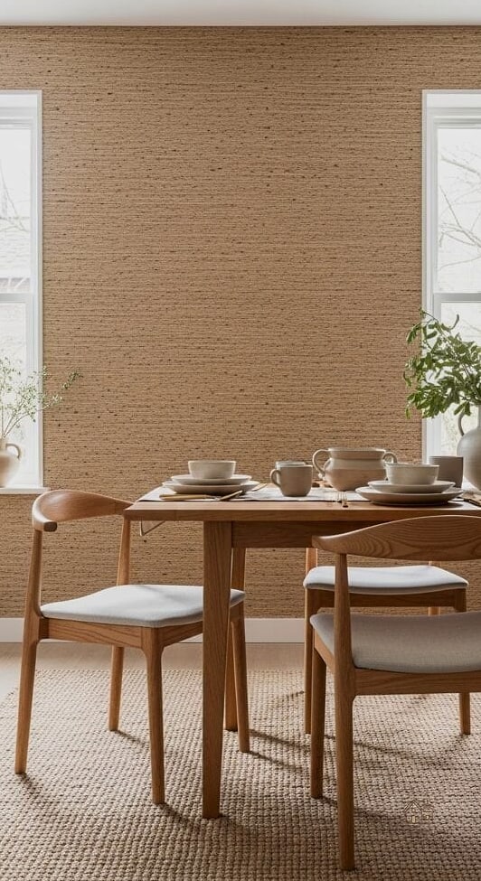 25 Stunning Dining Room Accent Wall Ideas You'll Absolutely Love 8 Textured Grasscloth Wallpaper
