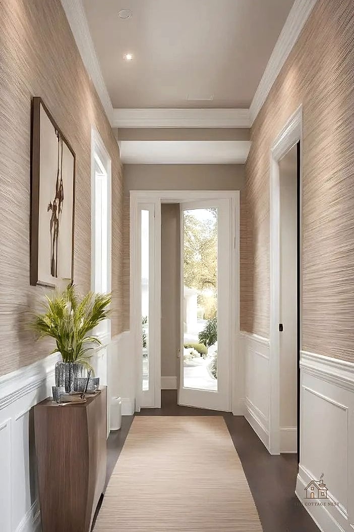 45 Stunning Small Entryway Ideas You'll Absolutely Love 34 Textured Grasscloth Wallpaper