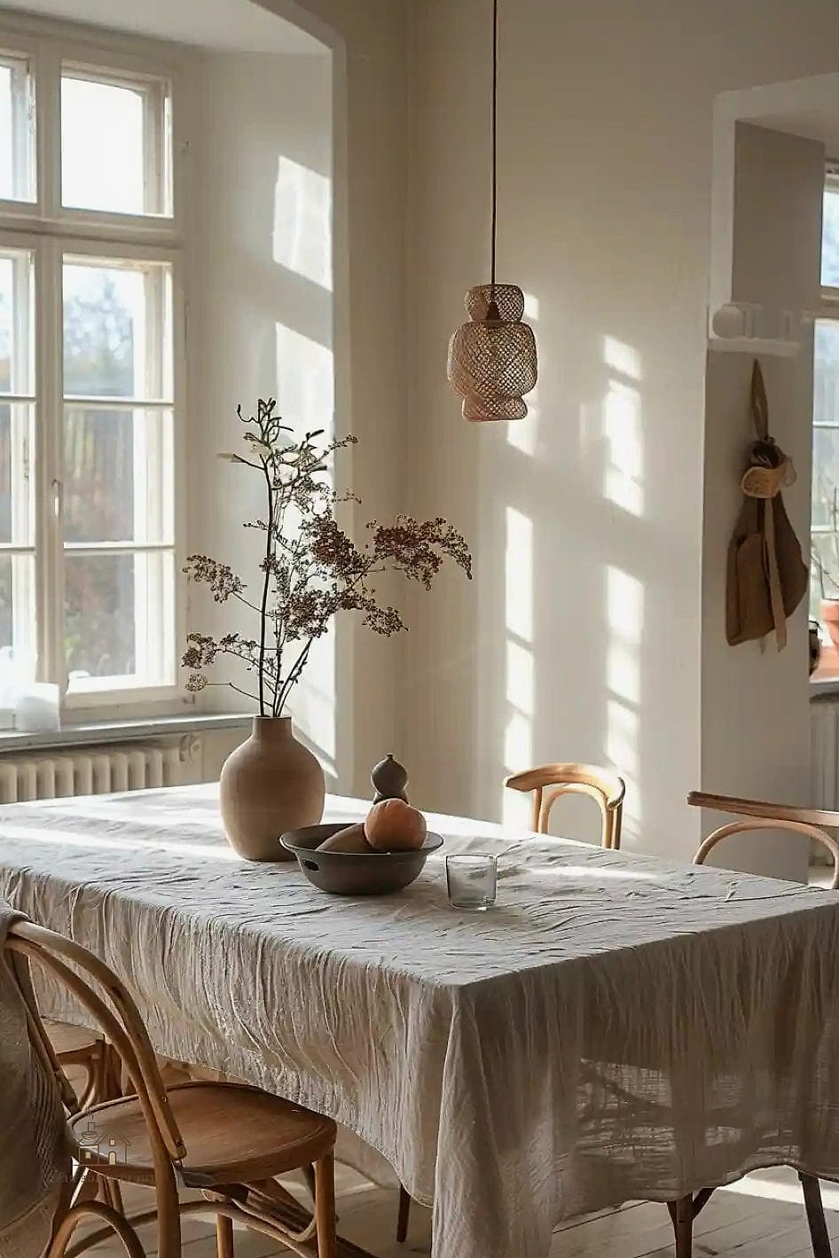 45 Gorgeous Japandi Dining Room Ideas That Are Totally Doable 24 Textured Linen Chair Cushions
