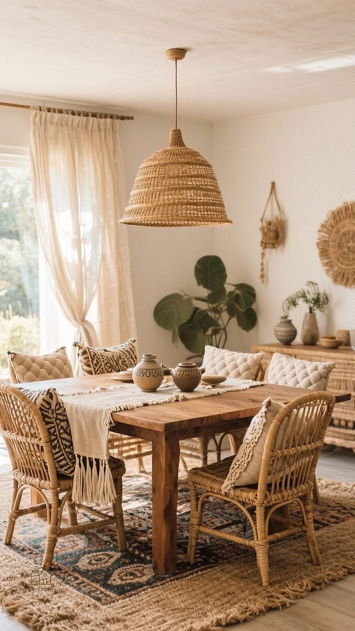 40 Cozy Boho Dining Room Decor Ideas Worth Pinning 42 Textured Table Linens in Rust and Terracotta