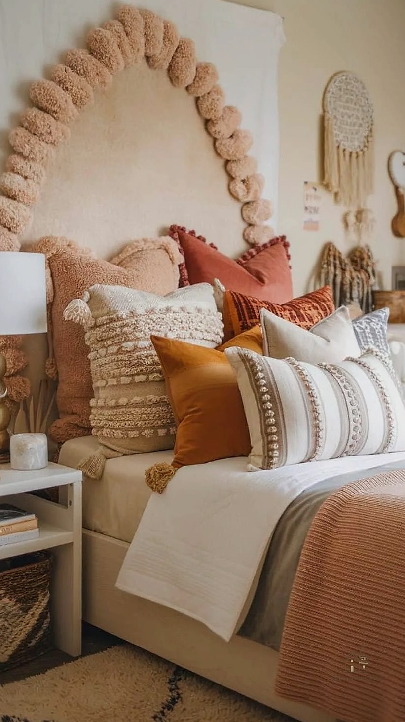 50 Amazing College Dorm Room Ideas For Guys on a Budget 49 Textured Throw Pillows