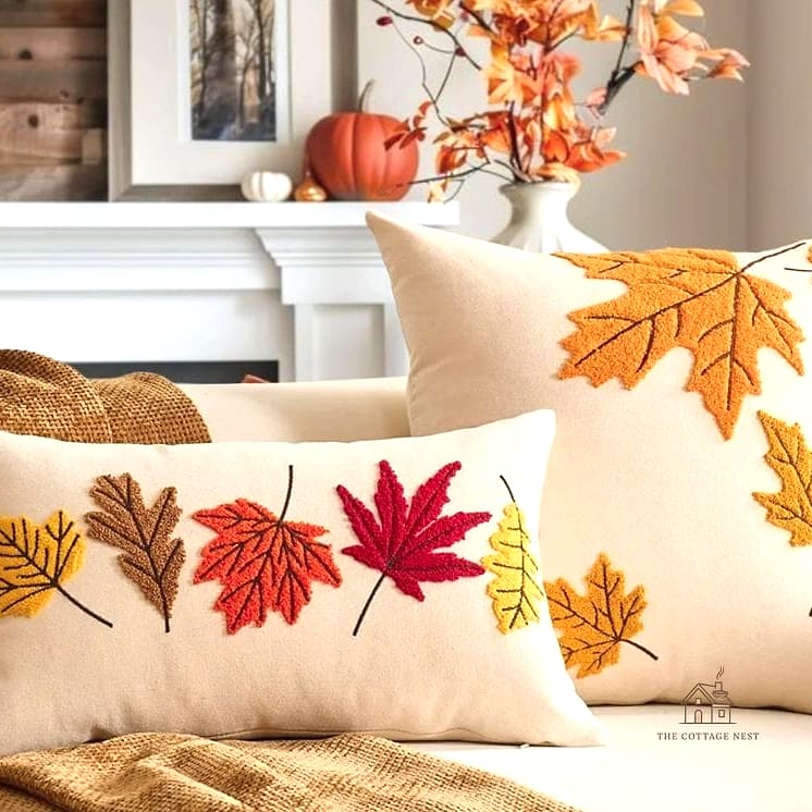 20 Clever Fall Decor Ideas For The Home for Every Style 10 Textured Throw Pillows in Rust and Ochre