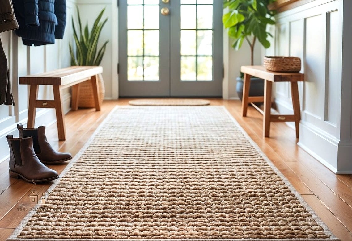 30 Clever Entryway Rug Ideas for Every Style 21 Textured Wool Rug for Extra Softness