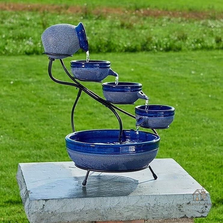 Tiered Ceramic Fountain by the Patio