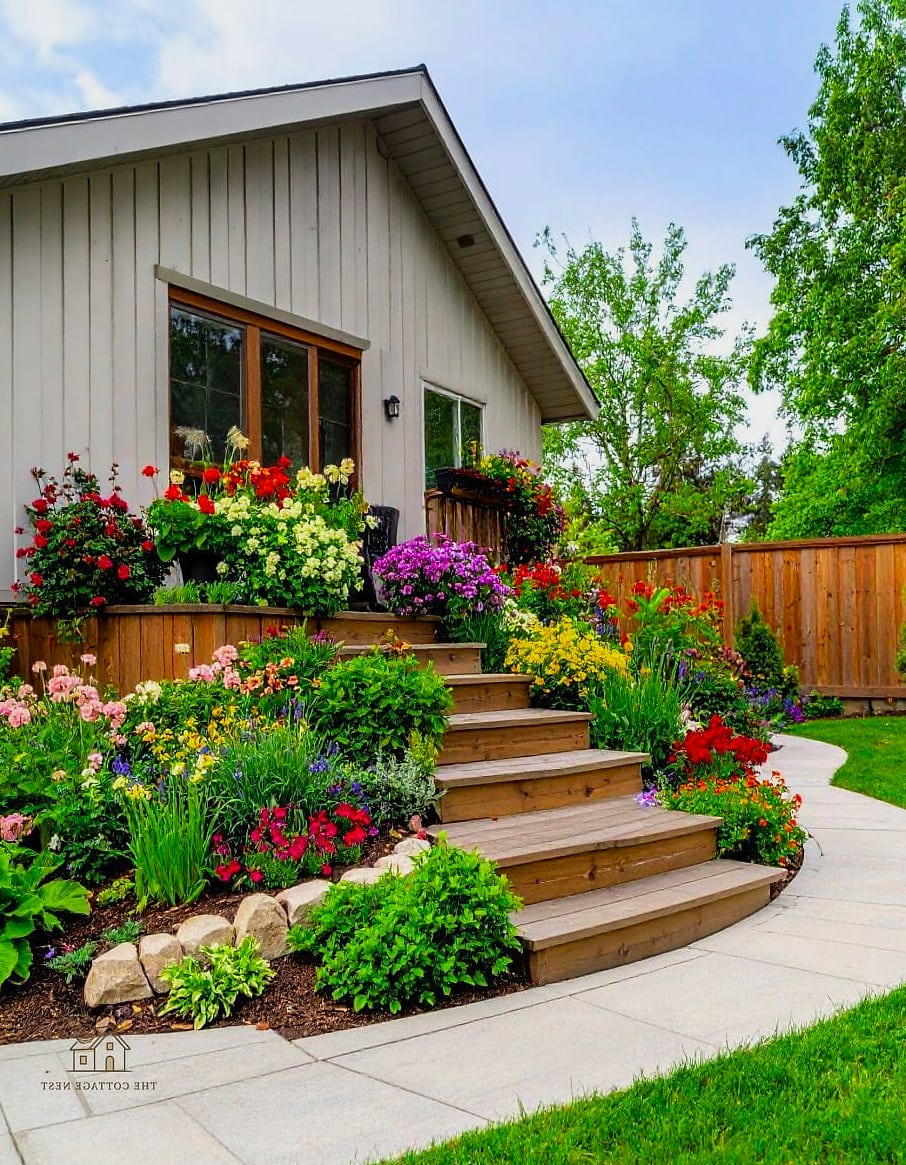 45 Stunning Corner Flower Bed Ideas You'll Absolutely Love 3 Tiered Corner Garden with Retaining Walls