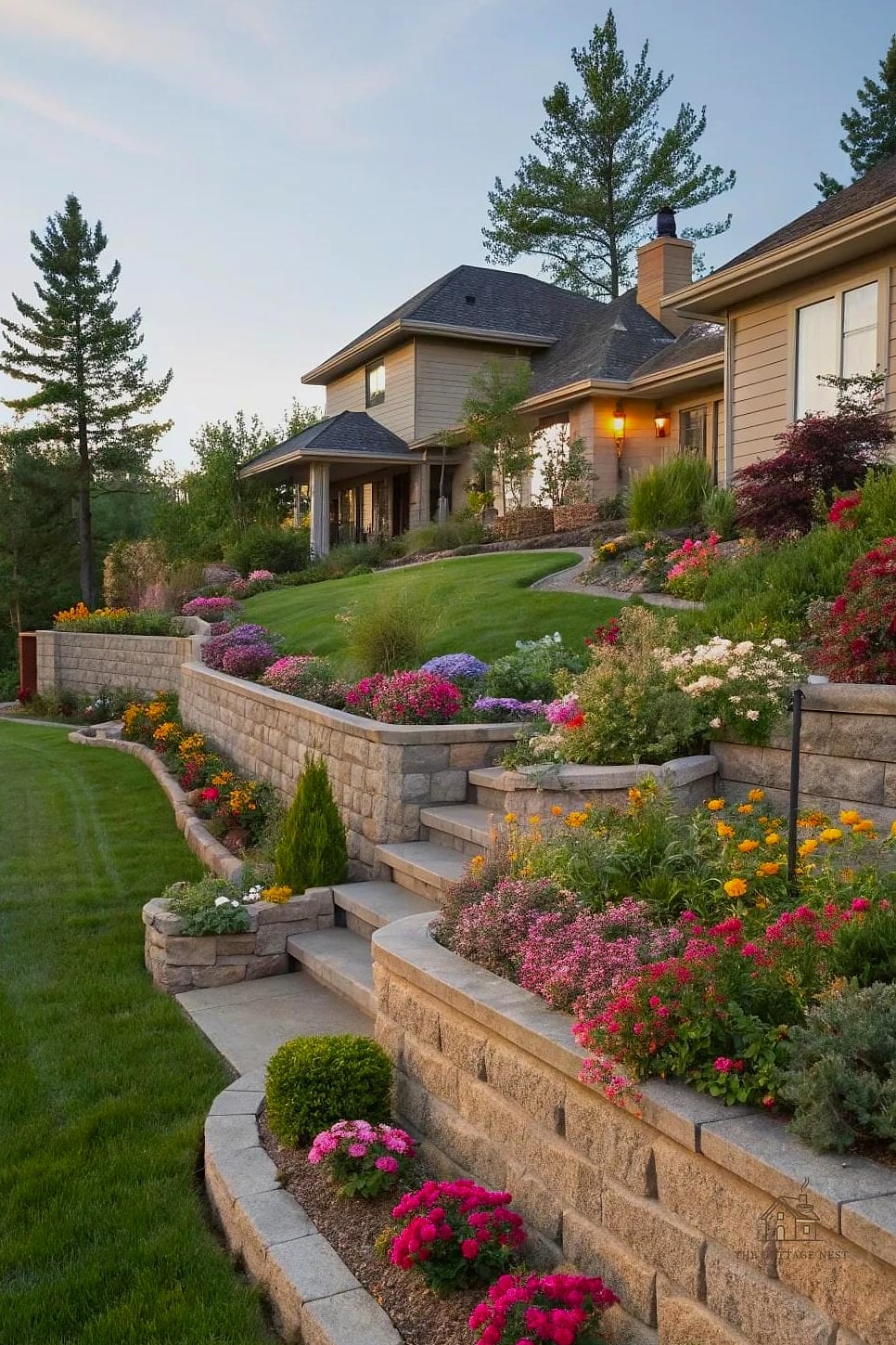 45 Gorgeous Front Yard Garden Ideas That Are Totally Doable 20 Tiered Retaining Wall Planting