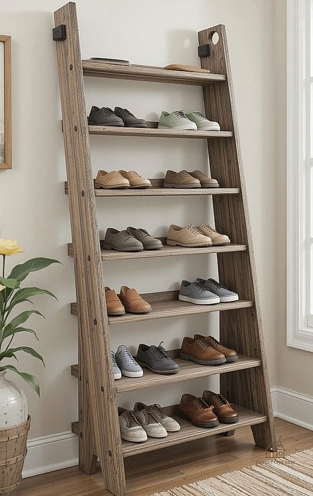 Tiered Shoe Rack with Slanted Shelves