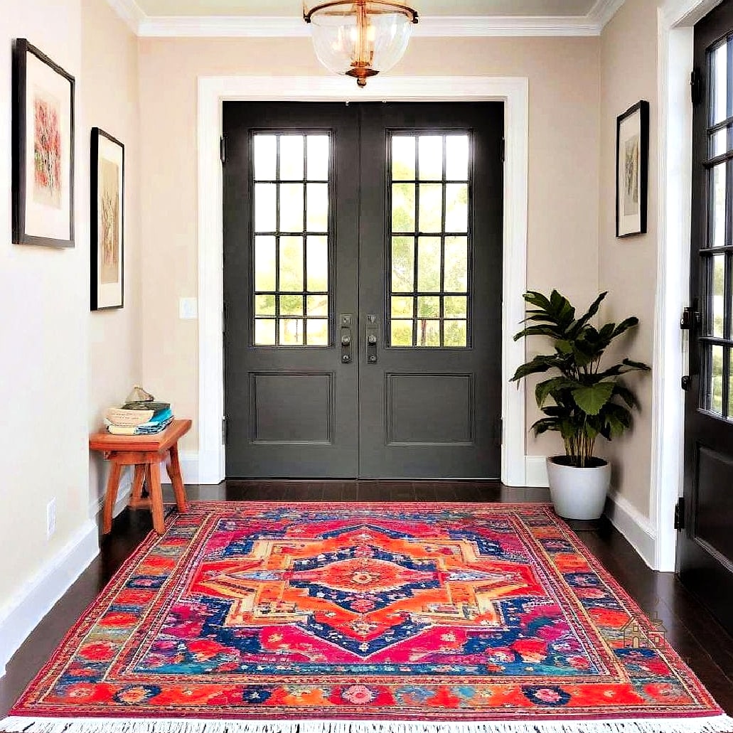 30 Clever Entryway Rug Ideas for Every Style 27 Tonal Rug in Varying Shades of One Color