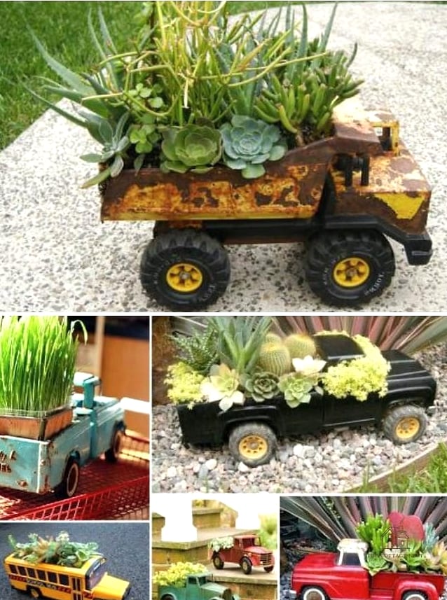 50 Clever Junk Garden Ideas Repurposed for Every Style 17 Toy Truck Planter