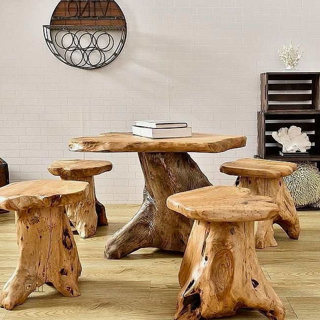 Tree Stump Stools Around a Fire Pit