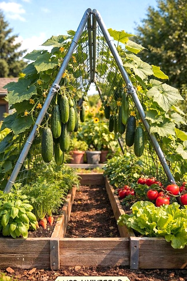 50 Clever Vegetable Garden Ideas for Every Style 13 Trellised A-Frame