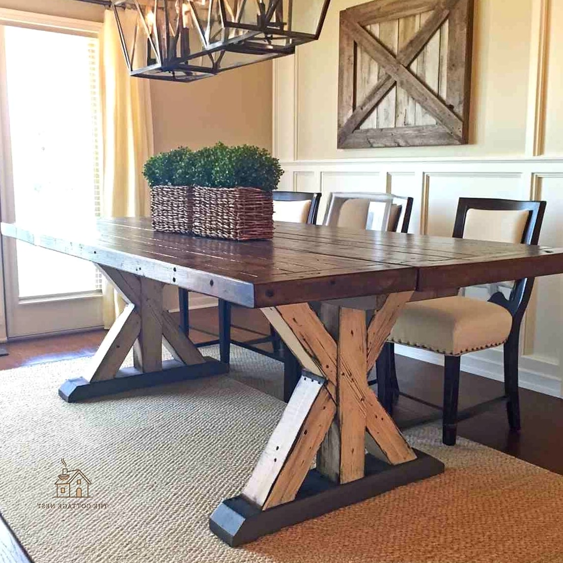 25 Chic Farmhouse Dining Room Table Ideas for a Beautiful Home 4 Trestle Base Dining Table