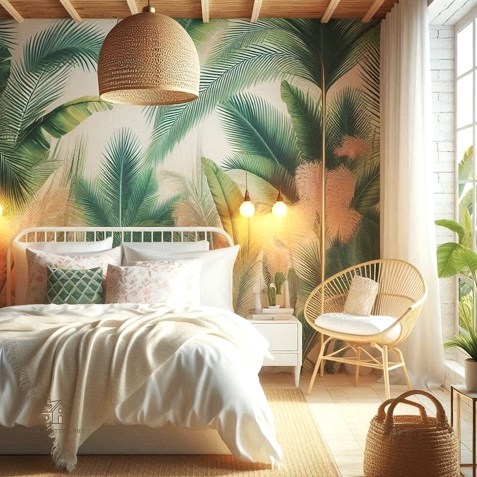 25 Stunning Bedroom Wallpaper Ideas You'll Absolutely Love 12 Tropical Palm Leaf Wallpaper