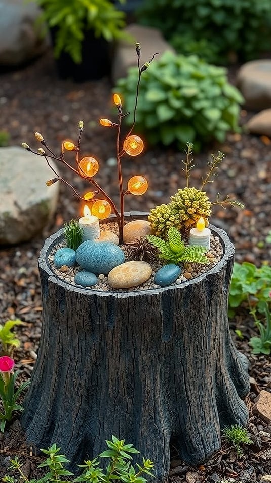 45 Creative Tree Stump Ideas Outdoor That Will Inspire You 35 Turn It Into a Charging or Drink Table by the Pool