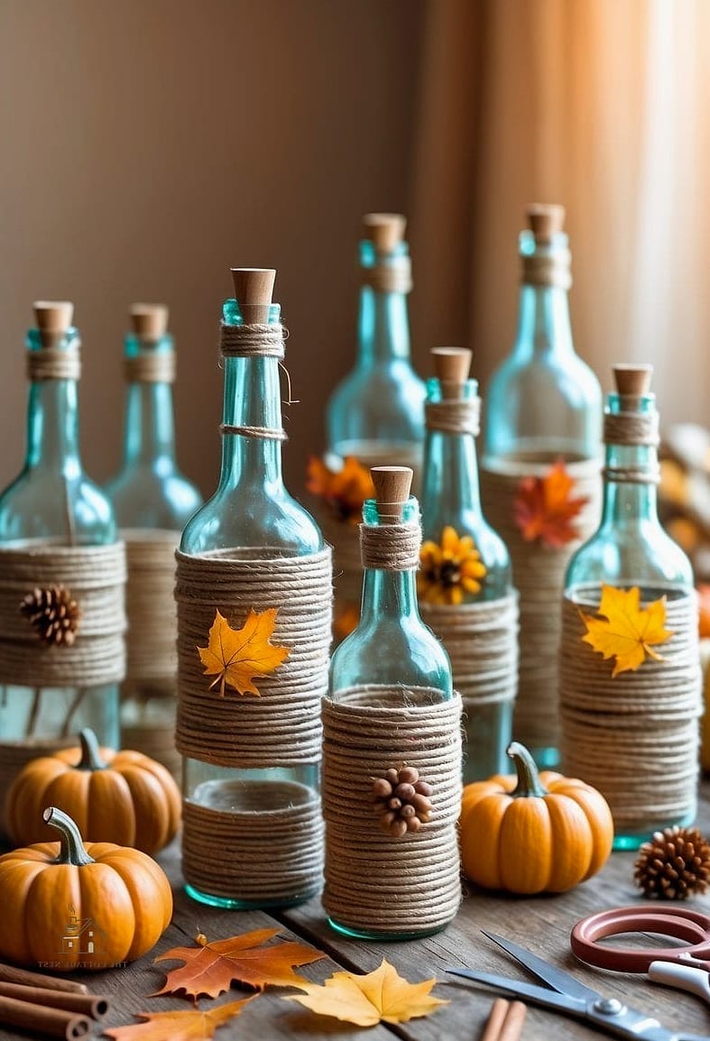 30 Quick Diy Fall Table Centerpieces on a Budget 24 Twine-Wrapped Mason Jar Vase