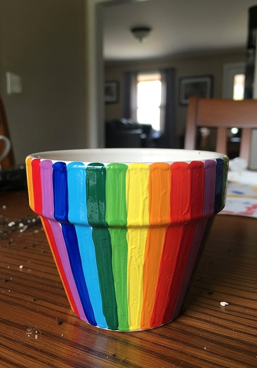 30 Amazing Flower Pots Painting Ideas on a Budget 28 Two-Color Vertical Stripe Pots