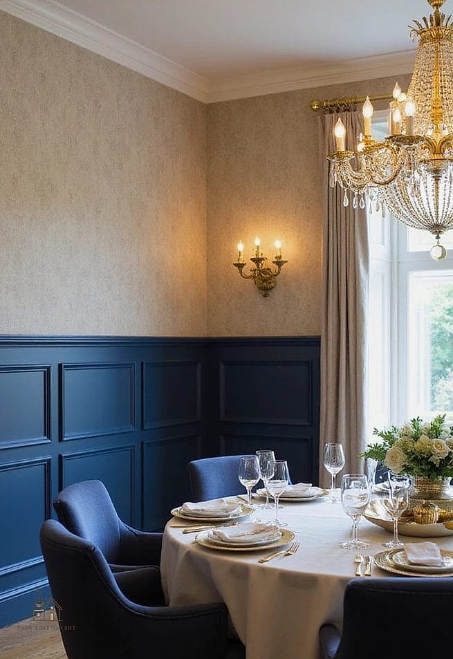 45 Gorgeous Dining Room Paint Color Ideas That Are Totally Doable 33 Two-Tone Wainscoting