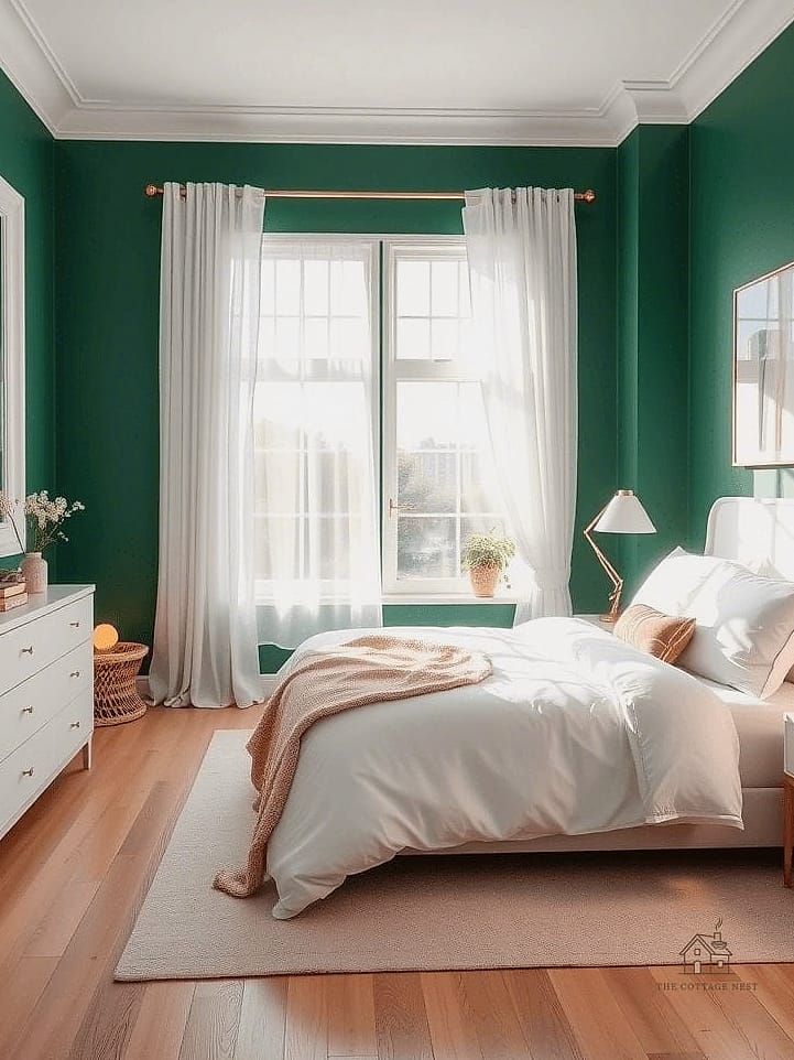 40 Dreamy Green Dorm Room Ideas to Try This Season 21 Two-Tone Green and Wood Shelving