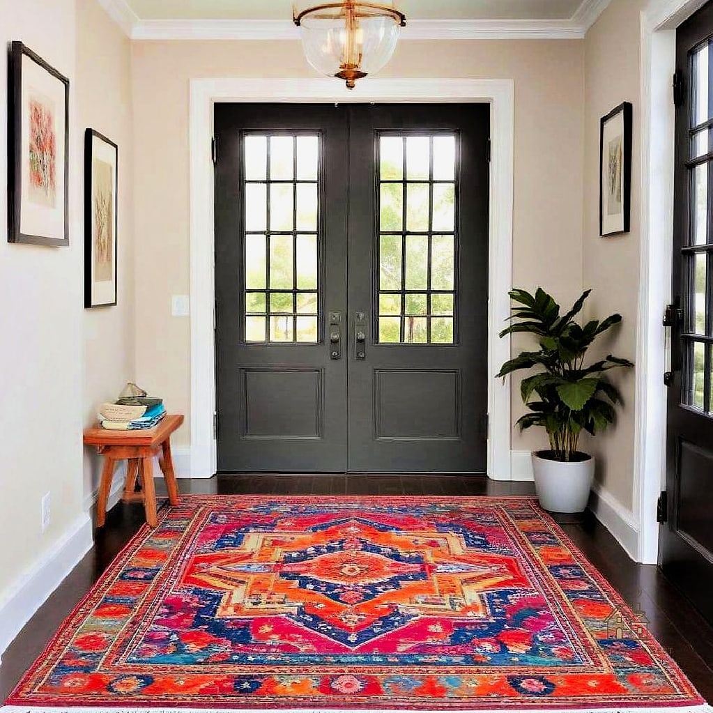 30 Clever Entryway Rug Ideas for Every Style 31 Two-Tone Color Block Rug for a Modern Punch