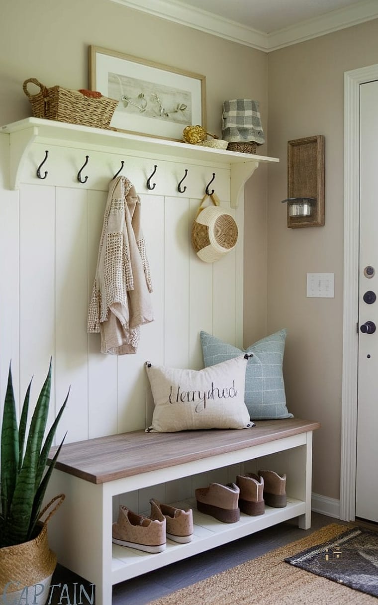 30 Amazing Entryway Bench Ideas on a Budget 25 Two-Tone Painted Bench