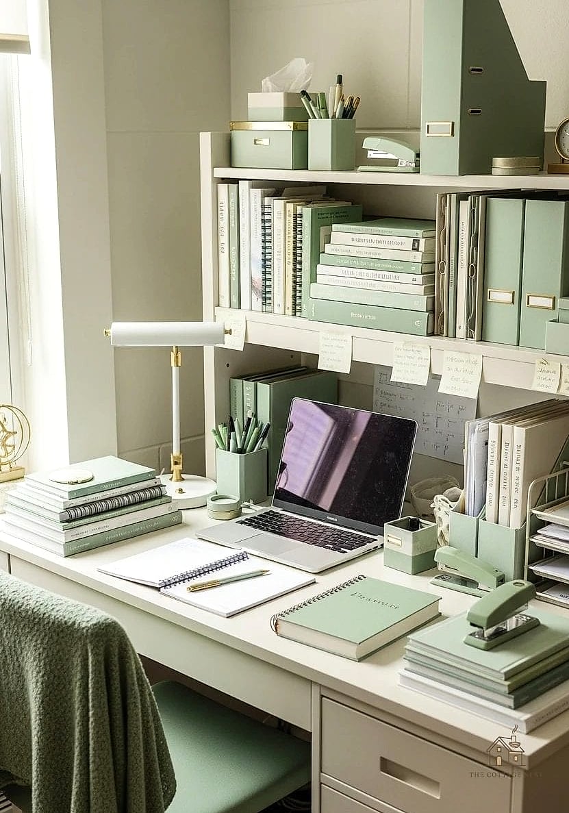 50 Beautiful College Dorm Desk Ideas to Transform Your Space 49 Two-Tone Desk Accessory Set