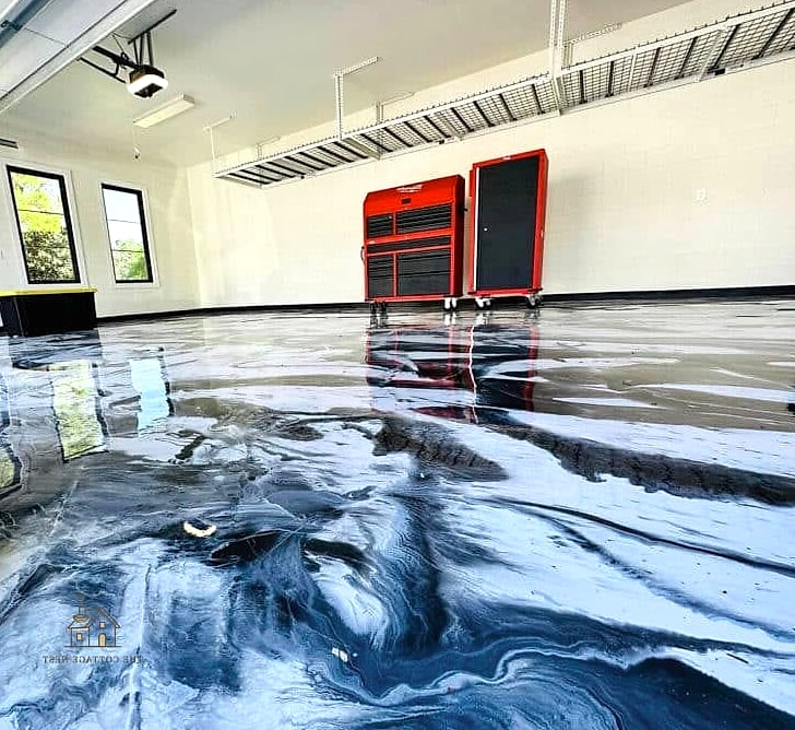 35 Chic Garage Floor Ideas for a Beautiful Home 26 Two-Tone Epoxy with Border Detail