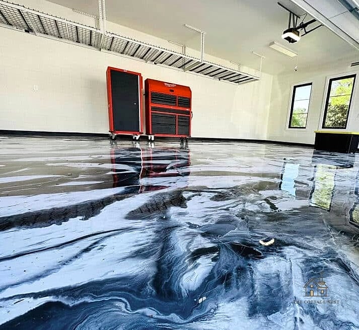 25 Chic Garage Floor Ideas for a Beautiful Home 14 Two-Tone Epoxy with Border Detail