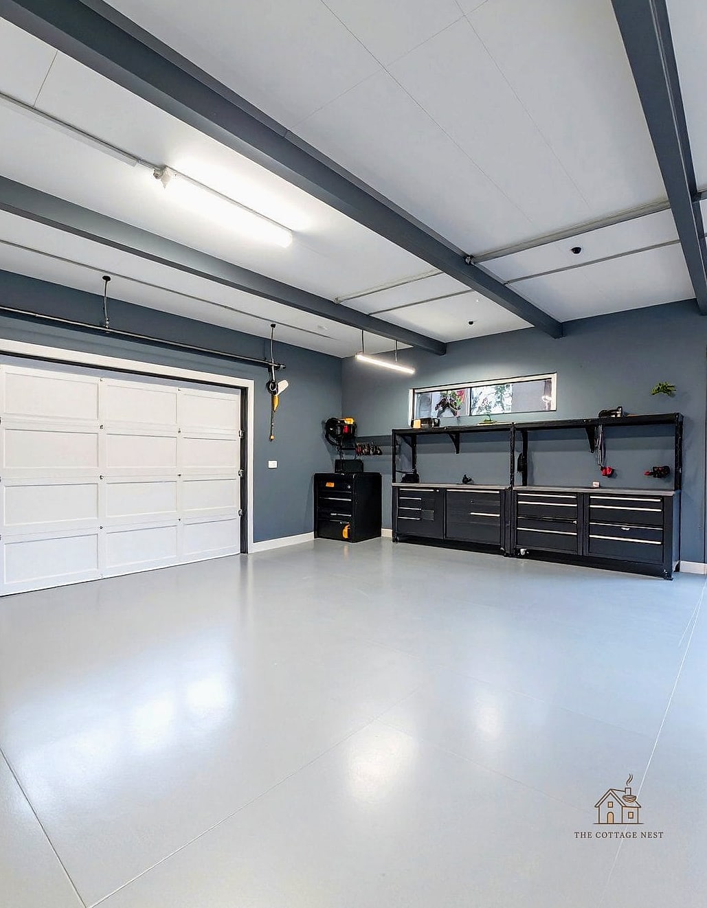 50 Amazing Garage Paint Colors Walls Ideas on a Budget 11 Two-Tone Gray and White
