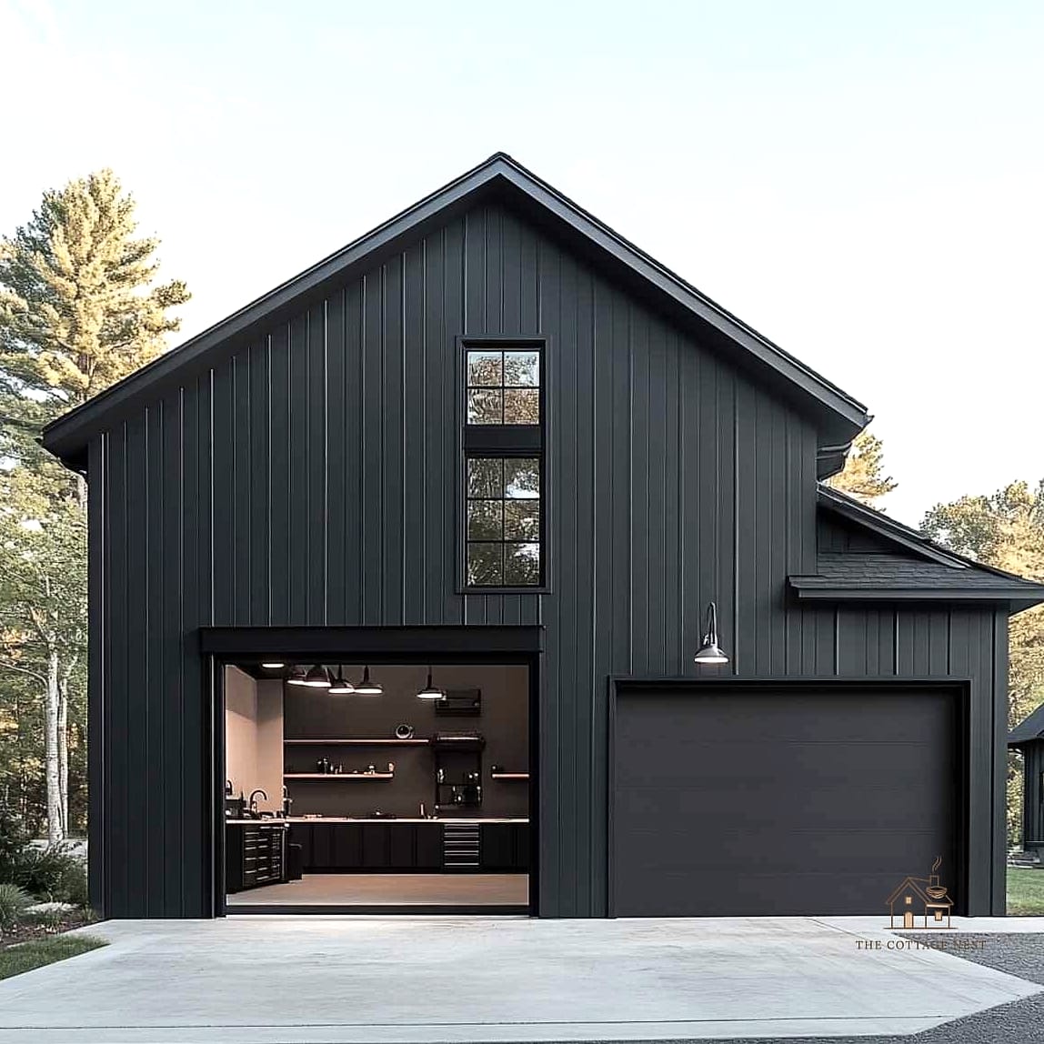 50 Amazing Garage Paint Colors Walls Ideas on a Budget 22 Two-Tone Black and Gray
