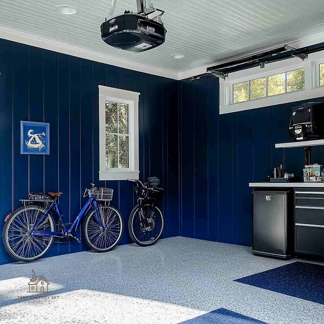 50 Amazing Garage Paint Colors Walls Ideas on a Budget 46 Two-Tone Navy and White