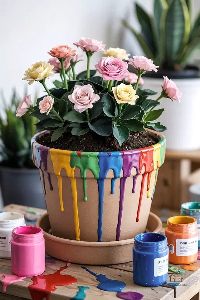 30 Amazing Flower Pots Painting Ideas on a Budget 14 Two-Tone Dip Painted Pots