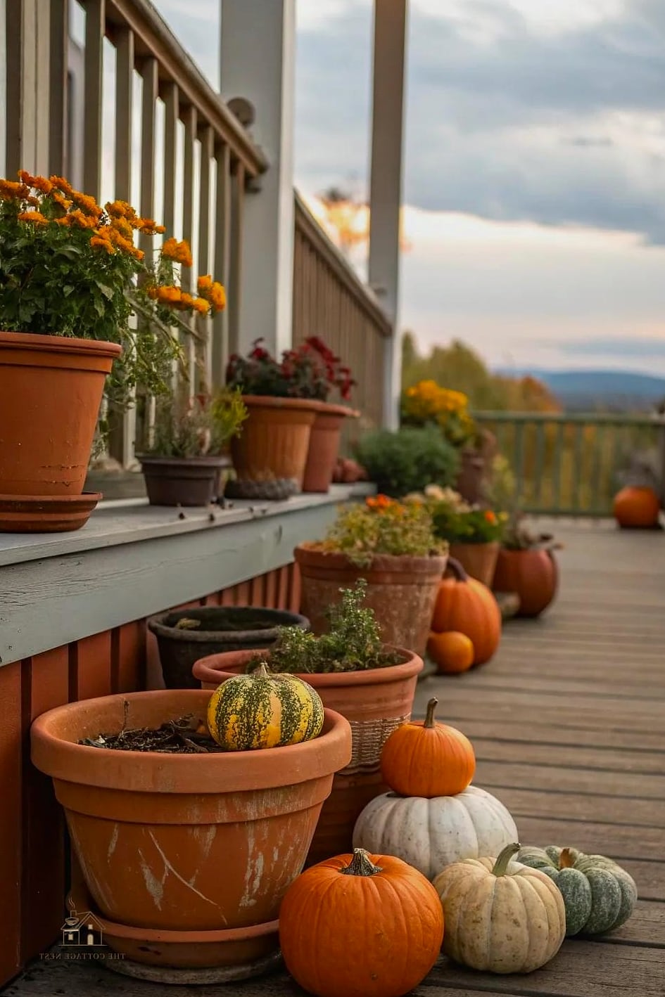 15 Brilliant Fall Outdoor Planter Ideas to Copy Right Now 13 Two-Tone Terracotta with Autumn Pansies