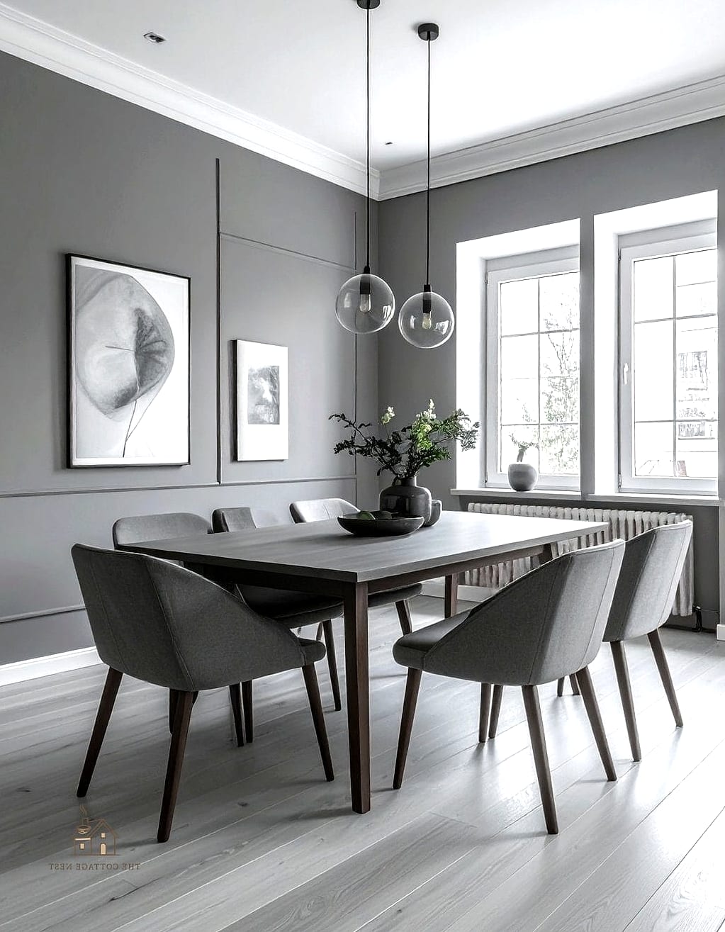 40 Clever Grey Dining Room Ideas for Every Style 23 Two-Toned Grey Walls with Chair Rail