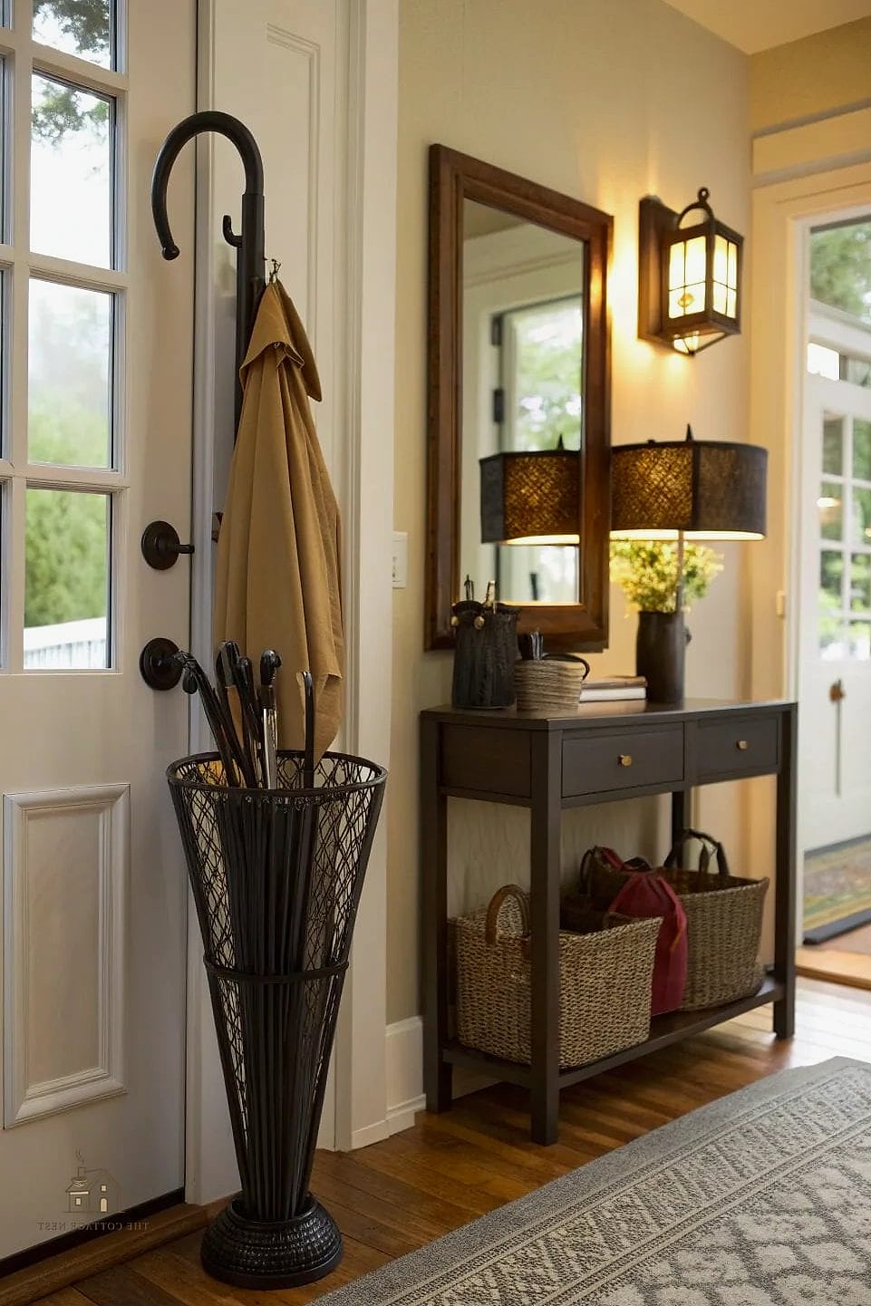 35 Creative Narrow Entryway Ideas That Will Inspire You 13 Umbrella Stand Tucked in a Corner