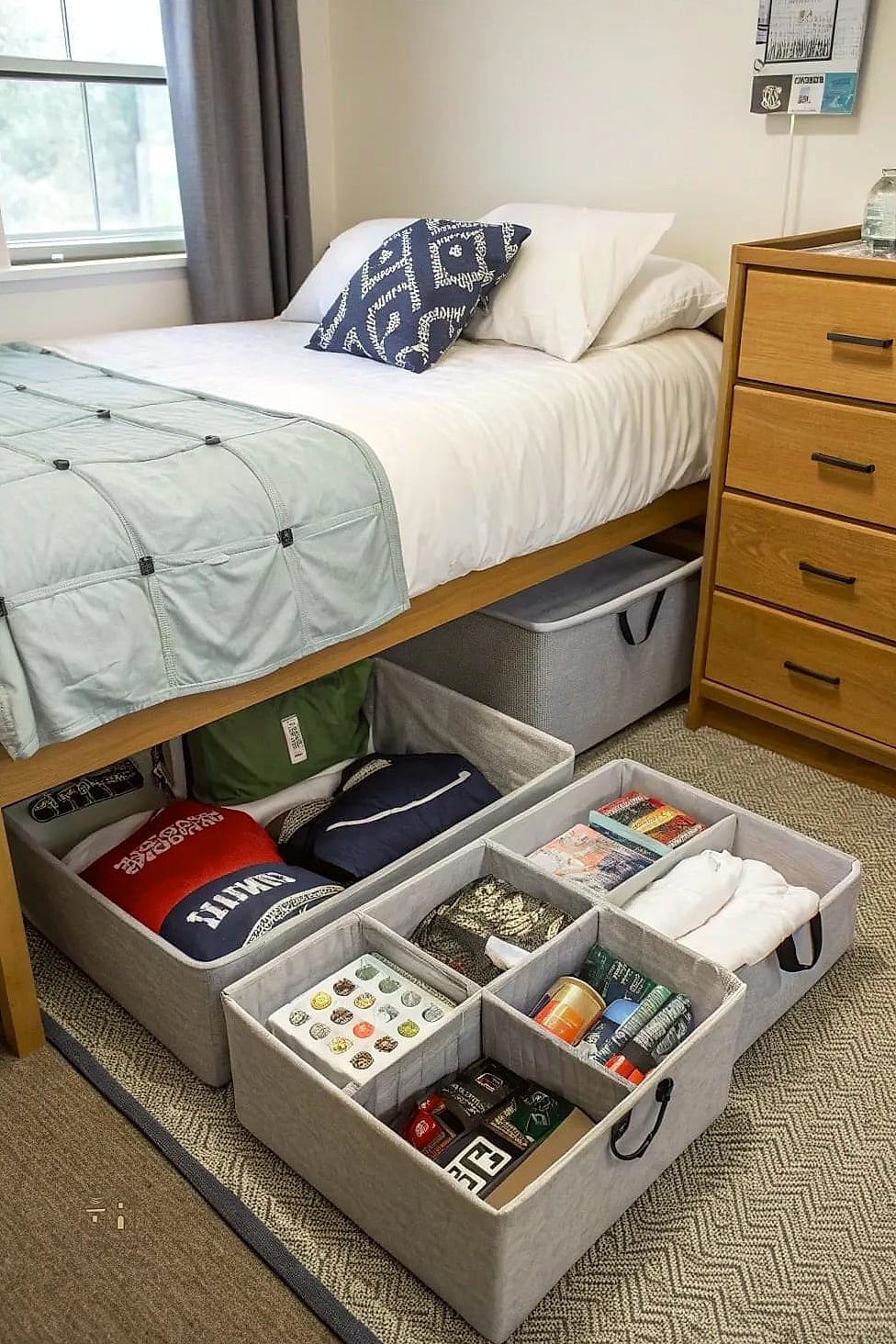 15 Chic Single Dorm Room Ideas for a Beautiful Home 3 Under-Bed Storage Bins