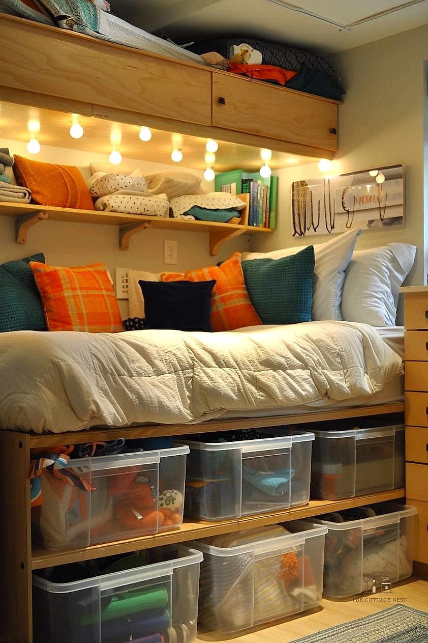 50 Amazing College Dorm Room Ideas on a Budget 4 Under-Bed Storage Bins