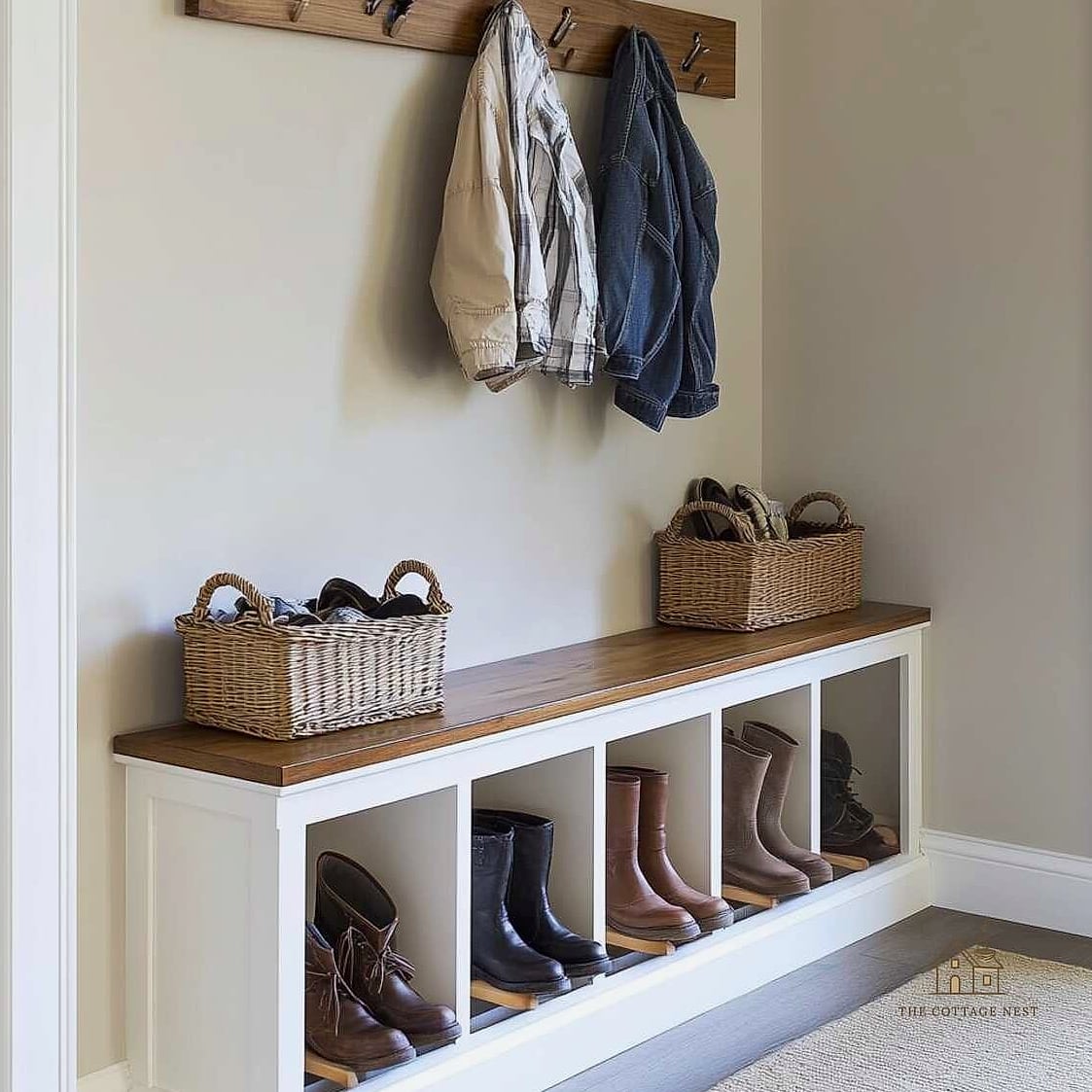 40 Amazing Small Entryway Shoe Storage Ideas on a Budget 3 Under-the-Bench Shoe Cubbies