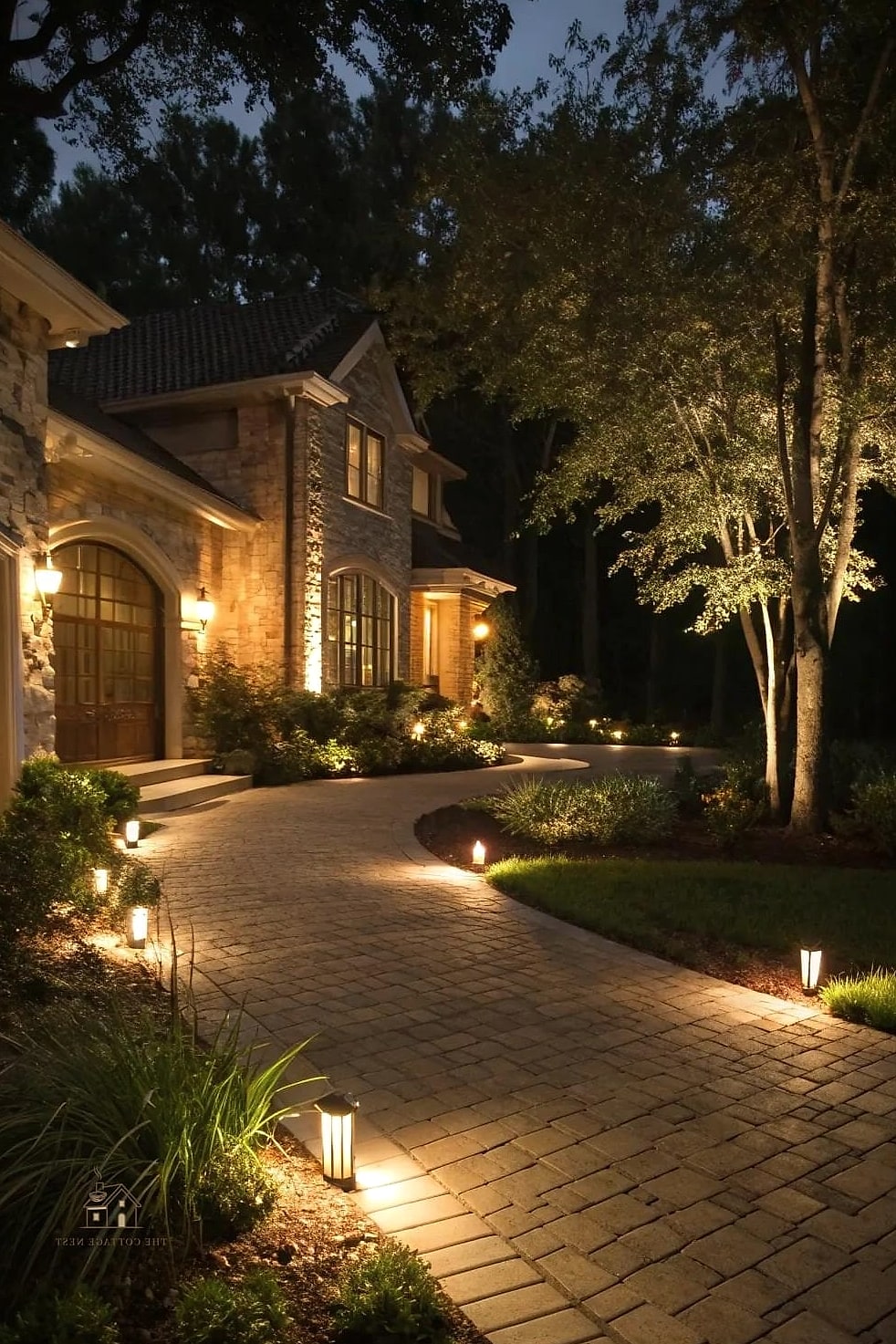 20 Cozy Driveway Landscaping Ideas Worth Pinning 20 Uplighting for Mature Trees