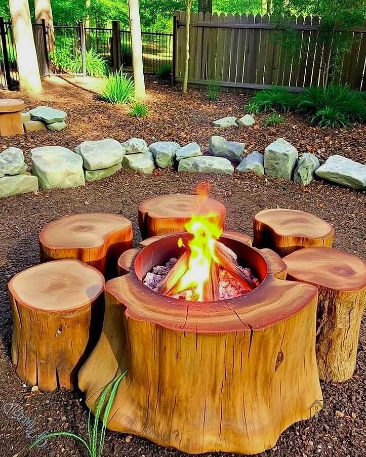 45 Creative Tree Stump Ideas Outdoor That Will Inspire You 15 Use It as a Base for a Fire Pit