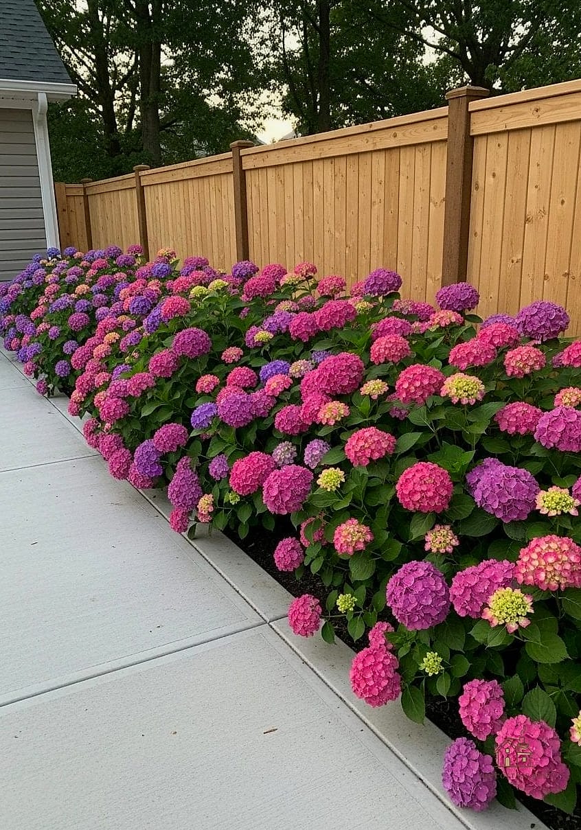 Use Hydrangeas to Soften a Retaining Wall