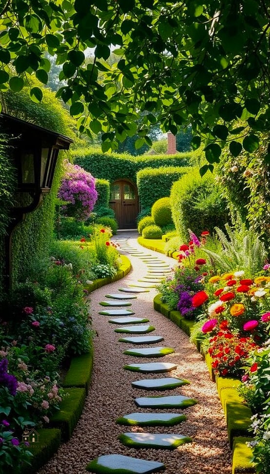 35 Brilliant Cottage Garden Ideas to Copy Right Now 21 Use a Meandering Stepping Stone Path