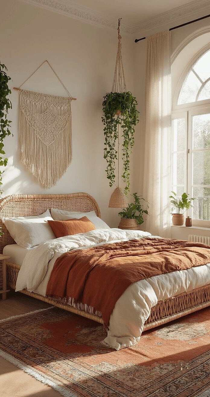 45 Dreamy Boho Bedroom Ideas That Feel Like a Retreat 7 Use a Neutral Base with Earthy Accent Colors