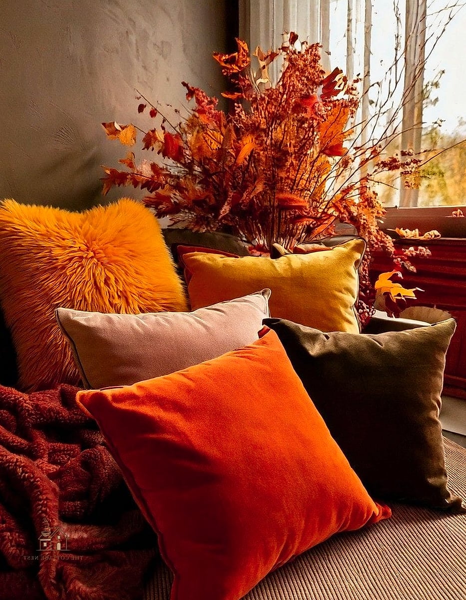 35 Stunning Fall Bedding You'll Absolutely Love 7 Velvet Throw Pillows