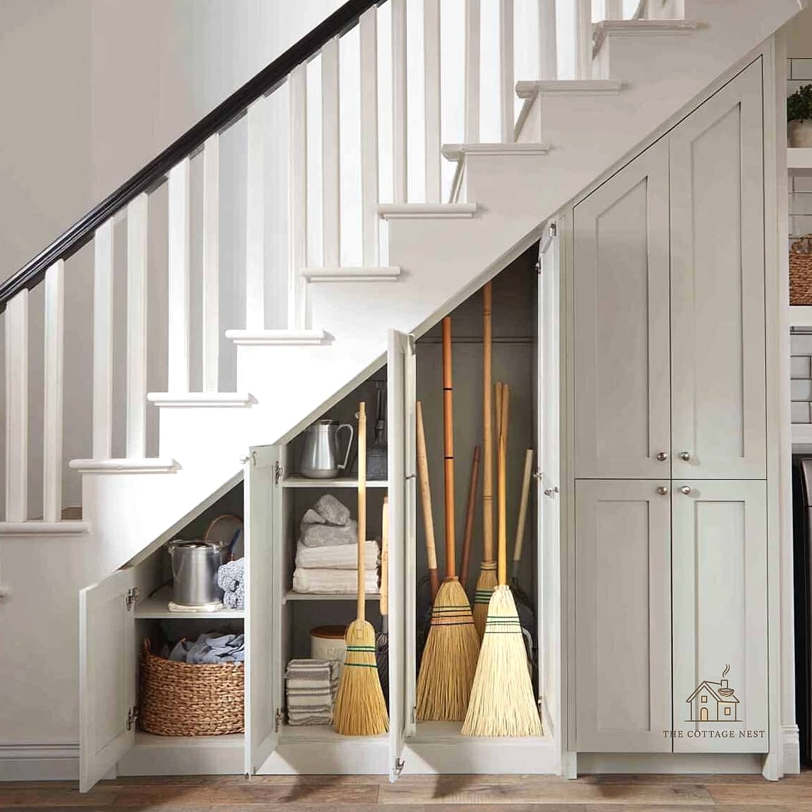 Vertical Broom and Cleaning Supply Storage