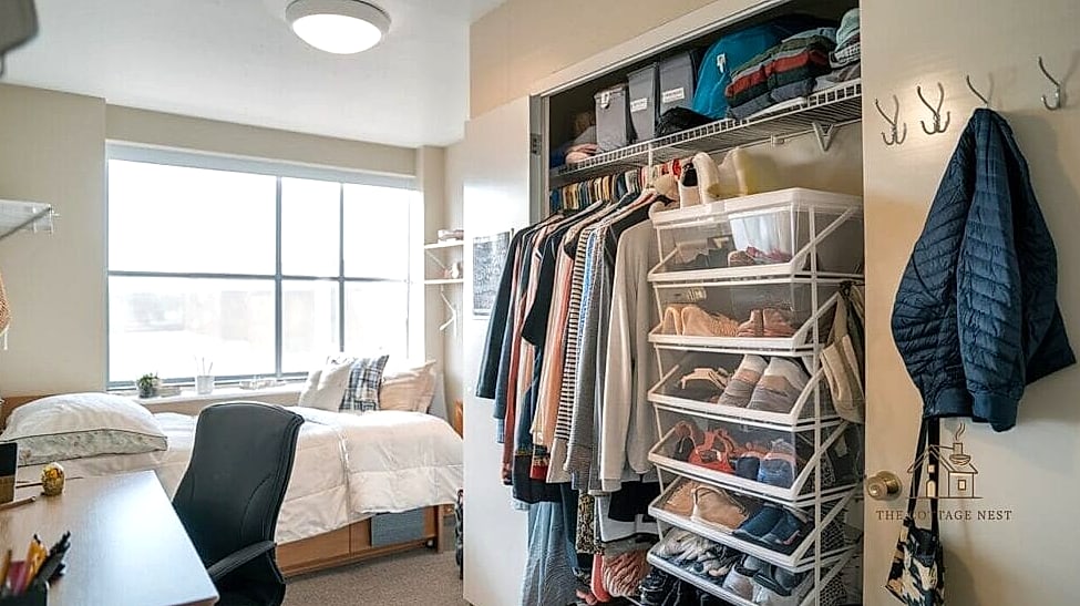 50 Amazing College Dorm Room Ideas For Guys on a Budget 26 Vertical Closet Organizer